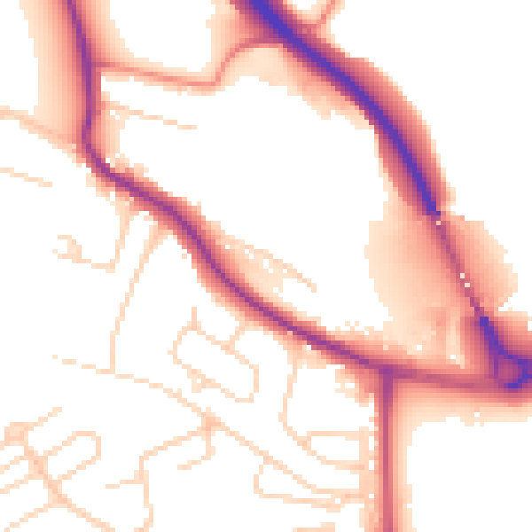 Daytime road noise heatmap for BD16 1NS