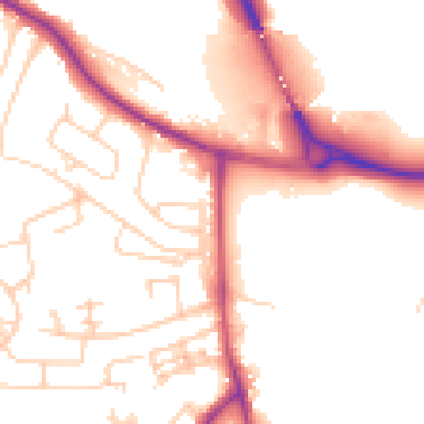 Daytime road noise heatmap for BD16 1PF