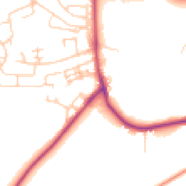 Daytime road noise heatmap for BD16 1SD