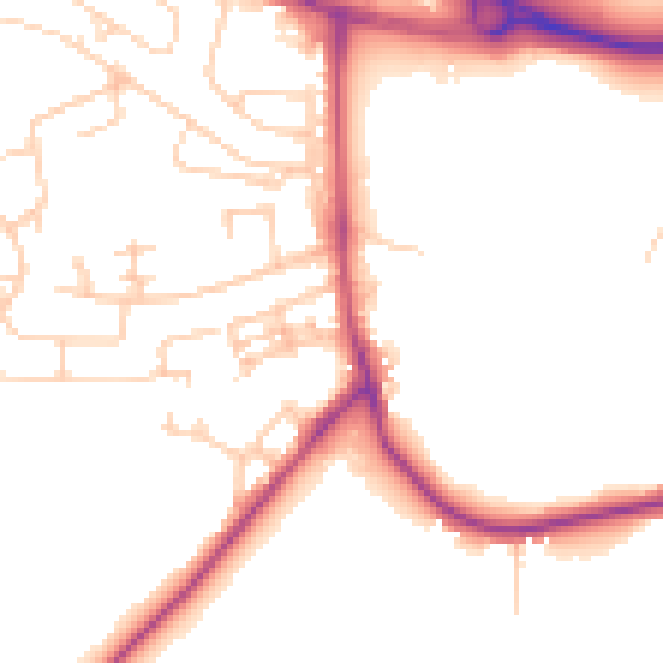 Daytime road noise heatmap for BD16 1SE