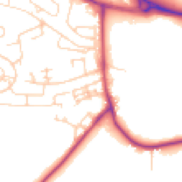 Daytime road noise heatmap for BD16 1SG