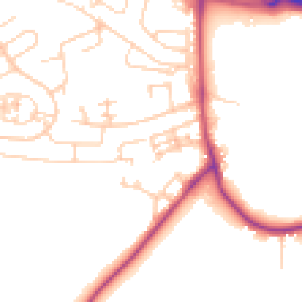 Daytime road noise heatmap for BD16 1SJ