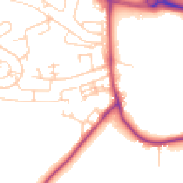 Daytime road noise heatmap for BD16 1SR