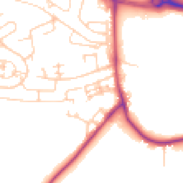 Daytime road noise heatmap for BD16 1SW