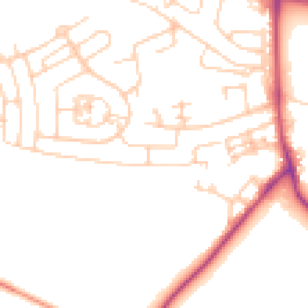Daytime road noise heatmap for BD16 1TD