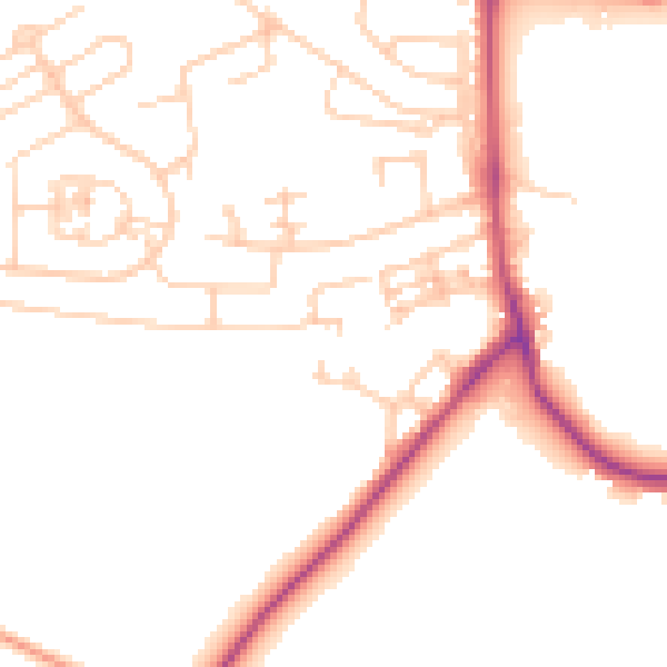Daytime road noise heatmap for BD16 1TE
