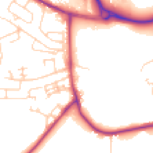 Daytime road noise heatmap for BD16 1TQ