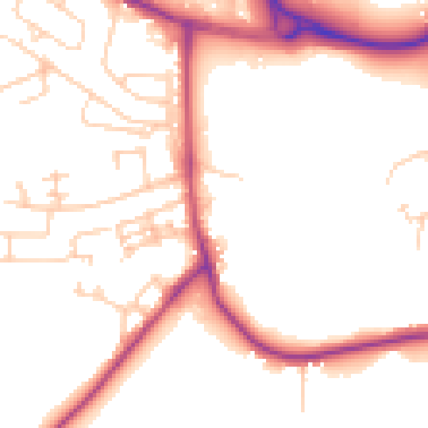 Daytime road noise heatmap for BD16 1TY