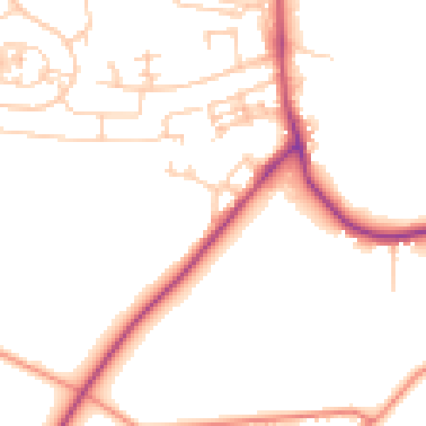 Daytime road noise heatmap for BD16 1WE