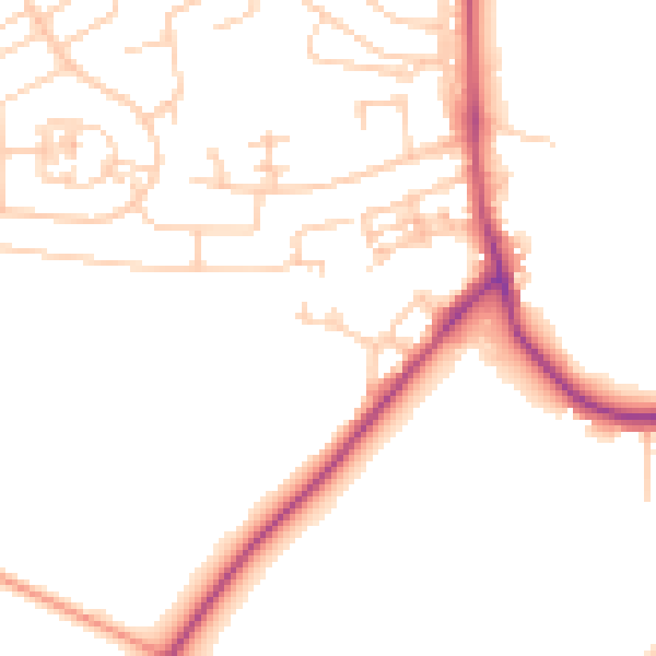 Daytime road noise heatmap for BD16 1WF