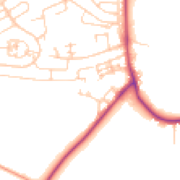 Daytime road noise heatmap for BD16 1WG