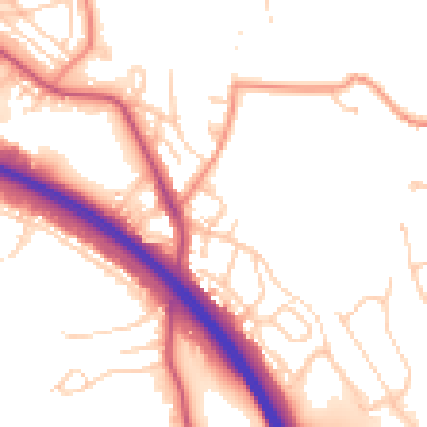 Daytime road noise heatmap for BD16 2BQ