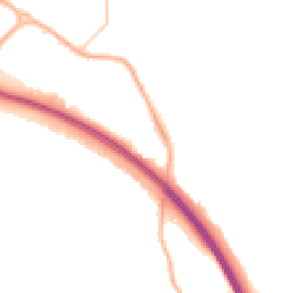Night-time road noise heatmap for BD16 2HD
