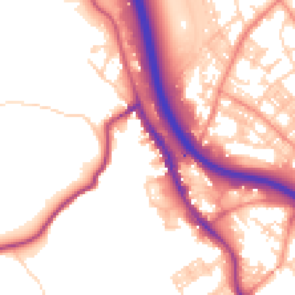 Daytime road noise heatmap for BD16 2LU