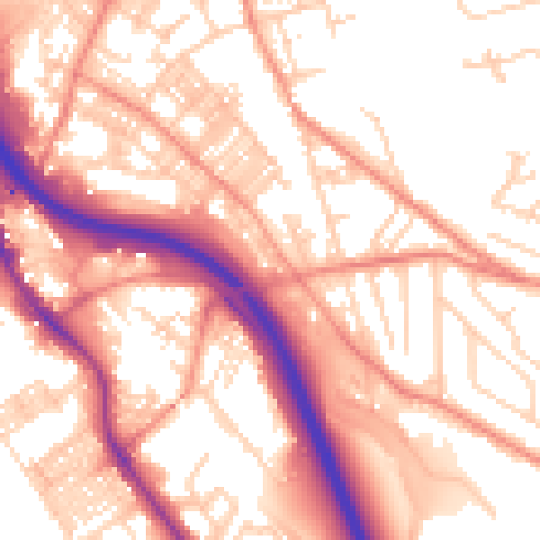 Daytime road noise heatmap for BD16 2NN
