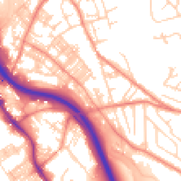Daytime road noise heatmap for BD16 2PB