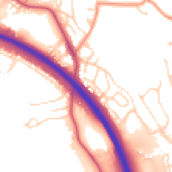 Daytime road noise heatmap for BD16 2SZ