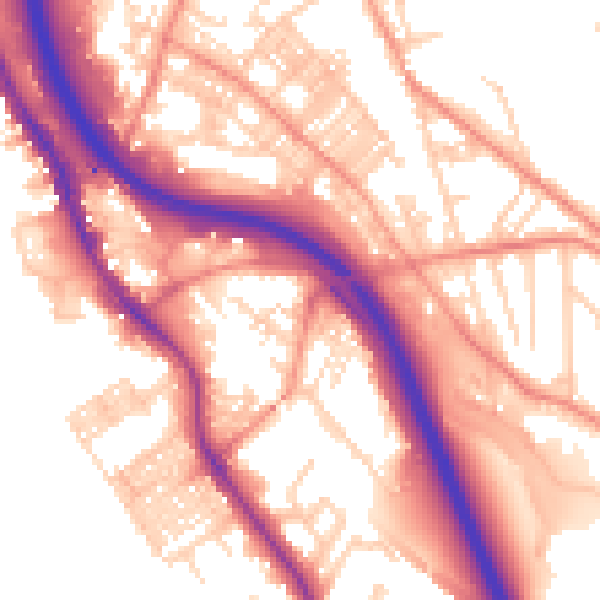 Daytime road noise heatmap for BD16 2TH