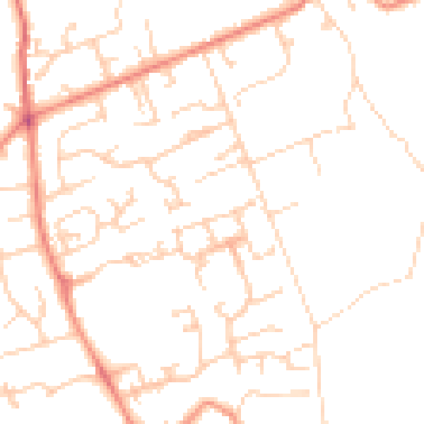 Daytime road noise heatmap for BD16 3QE