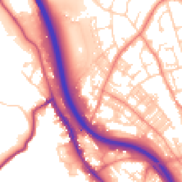 Daytime road noise heatmap for BD16 4BN