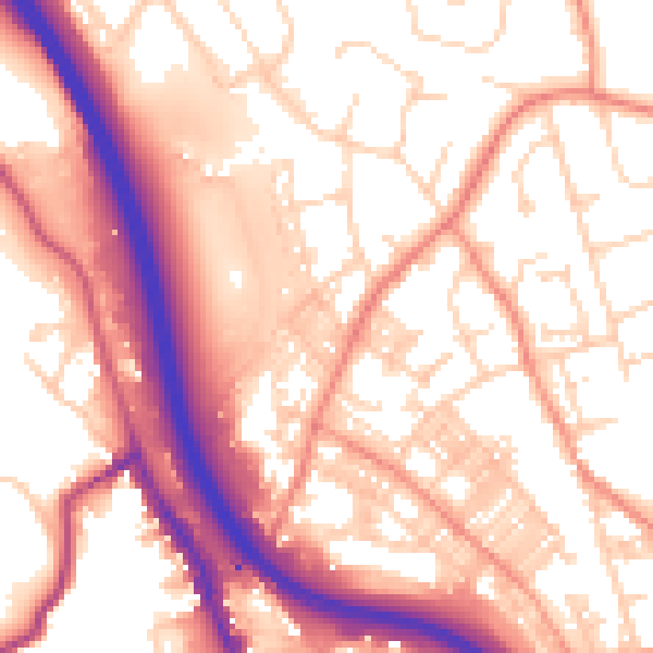 Daytime road noise heatmap for BD16 4BU