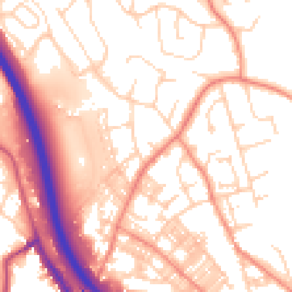 Daytime road noise heatmap for BD16 4DB