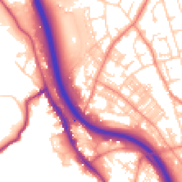 Daytime road noise heatmap for BD16 4DU