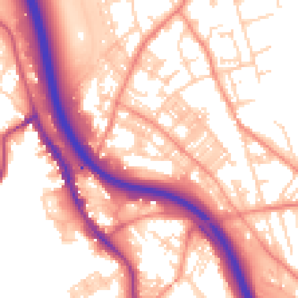 Daytime road noise heatmap for BD16 4JG