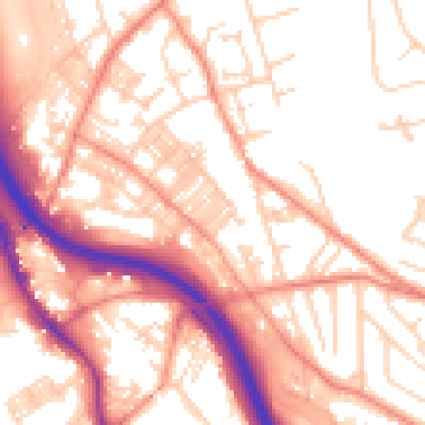 Daytime road noise heatmap for BD16 4NN