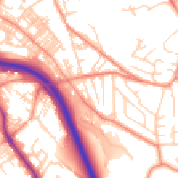 Daytime road noise heatmap for BD16 4QA