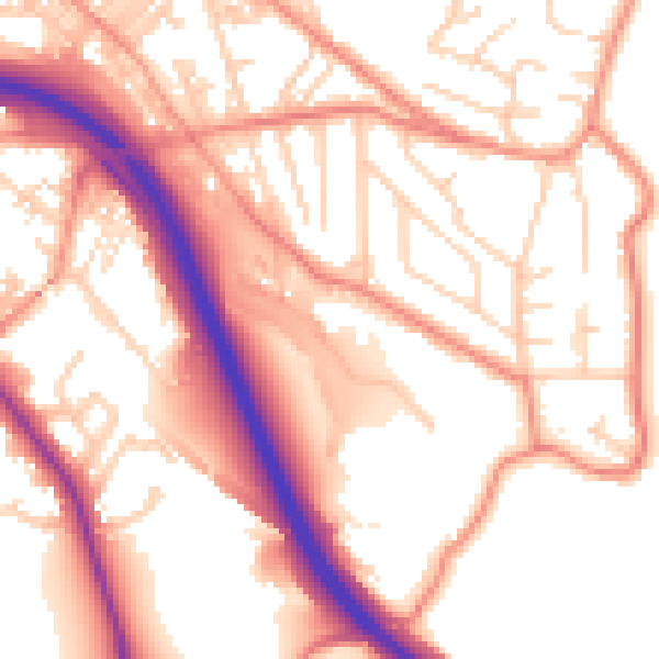 Daytime road noise heatmap for BD16 4QB