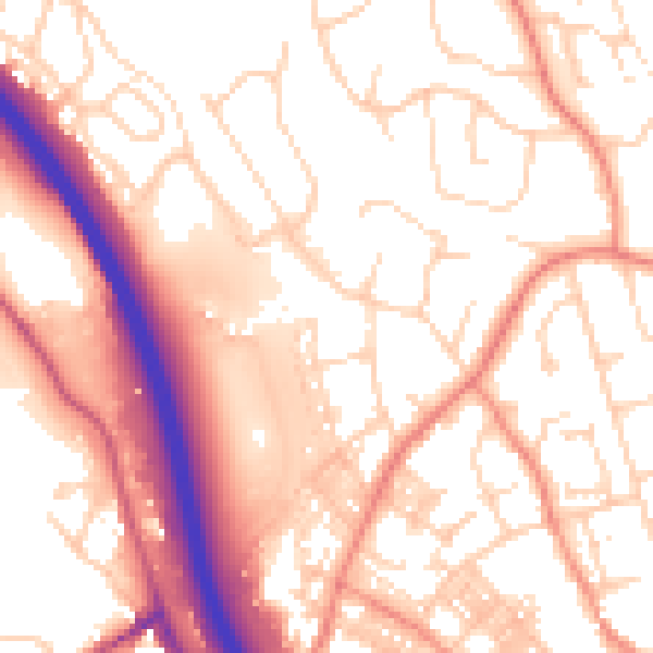 Daytime road noise heatmap for BD16 4SR
