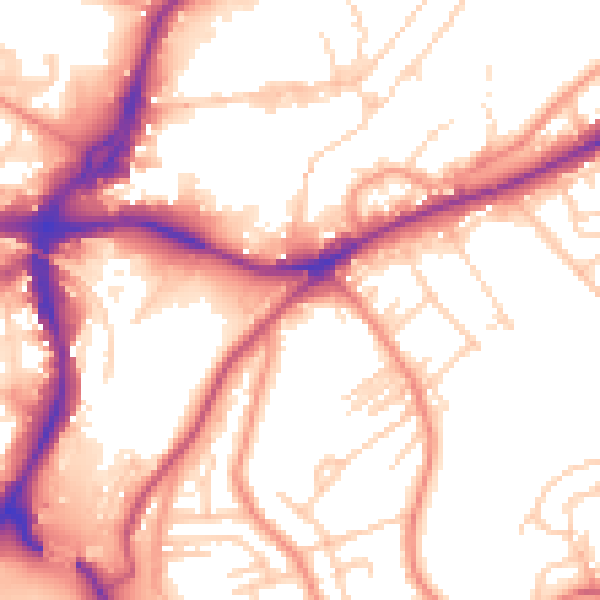Daytime road noise heatmap for BD18 2JR