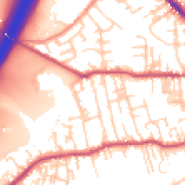 Daytime road noise heatmap for BD19 3AD