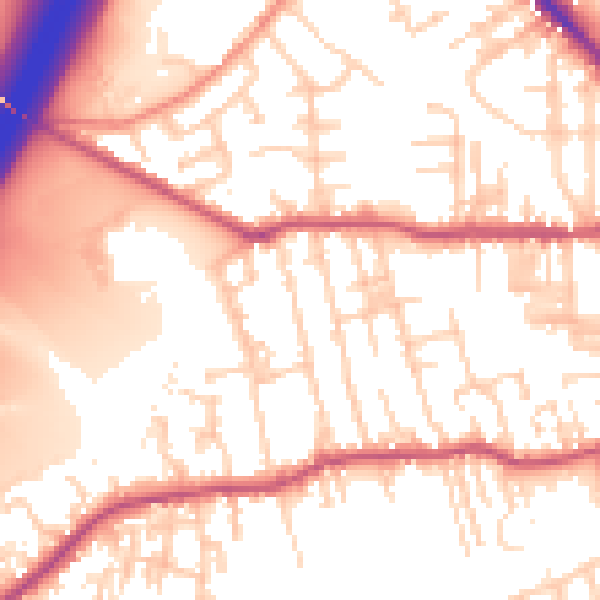 Daytime road noise heatmap for BD19 3AF