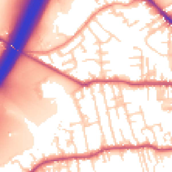Daytime road noise heatmap for BD19 3AG