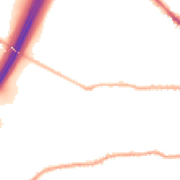 Night-time road noise heatmap for BD19 3AG