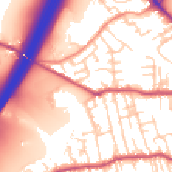 Daytime road noise heatmap for BD19 3AJ