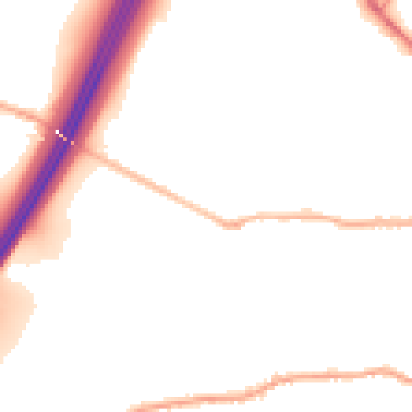 Night-time road noise heatmap for BD19 3AJ