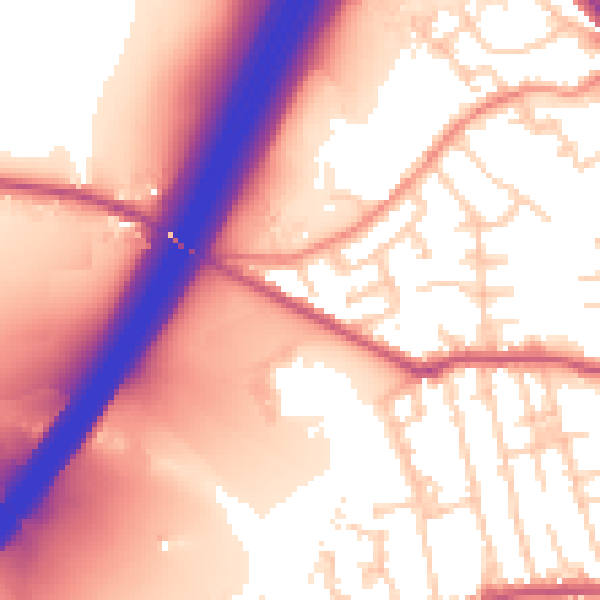 Daytime road noise heatmap for BD19 3AL