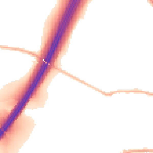 Night-time road noise heatmap for BD19 3AL