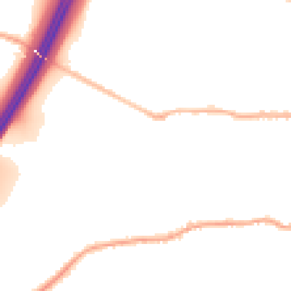 Night-time road noise heatmap for BD19 3AN