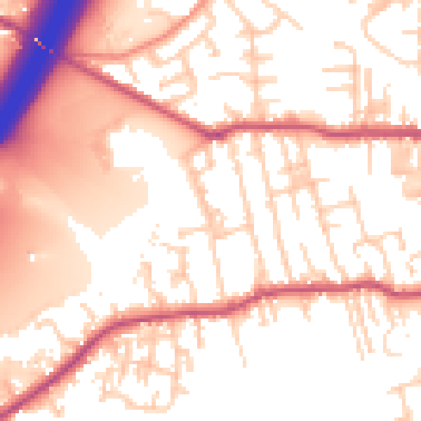 Daytime road noise heatmap for BD19 3AP