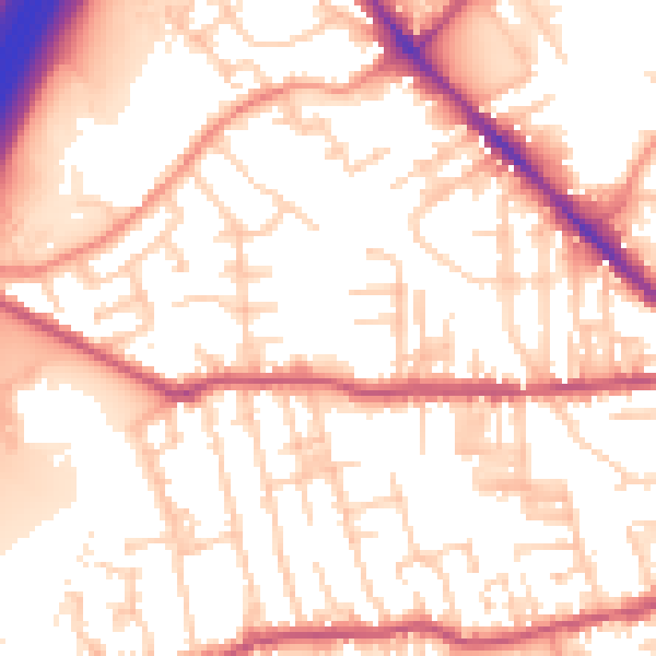 Daytime road noise heatmap for BD19 3AU