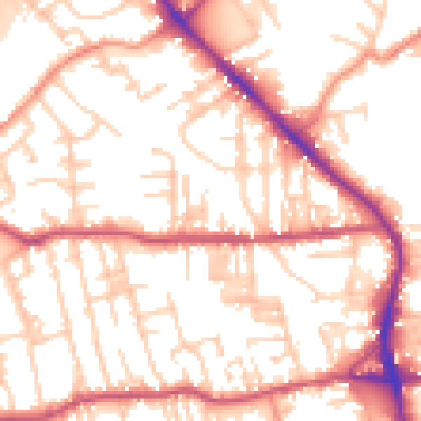 Daytime road noise heatmap for BD19 3AY
