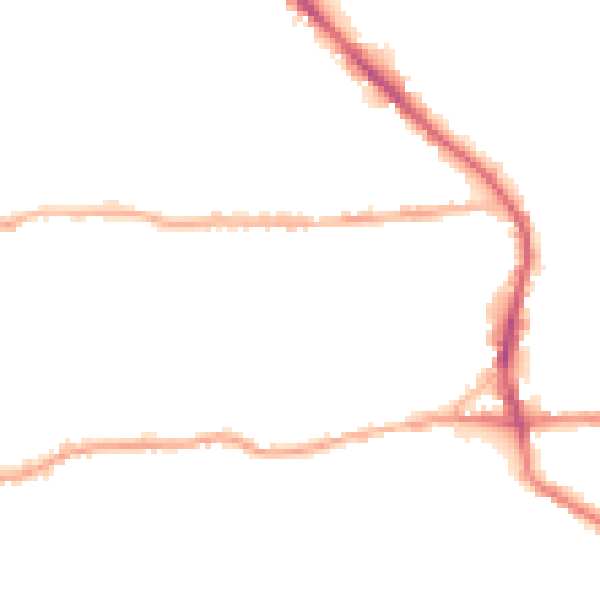 Night-time road noise heatmap for BD19 3AZ