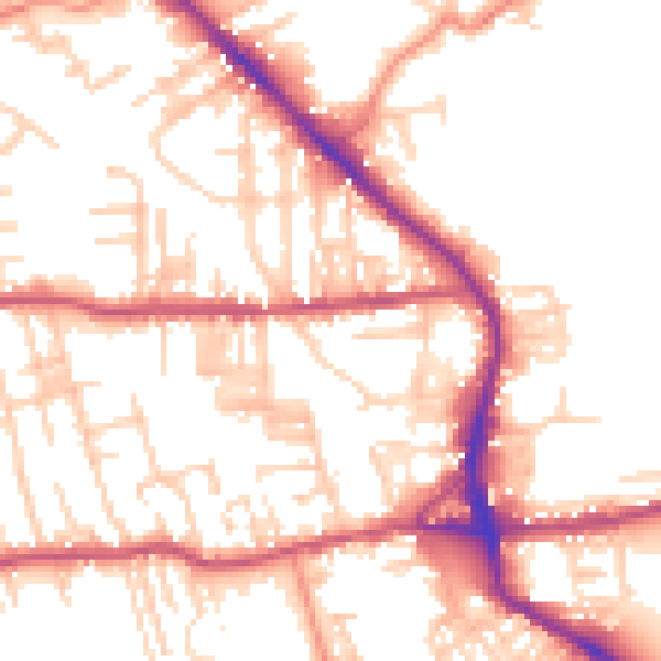 Daytime road noise heatmap for BD19 3BA