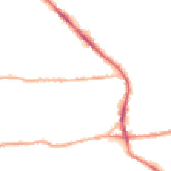 Night-time road noise heatmap for BD19 3BA