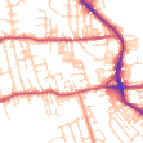 Daytime road noise heatmap for BD19 3BD