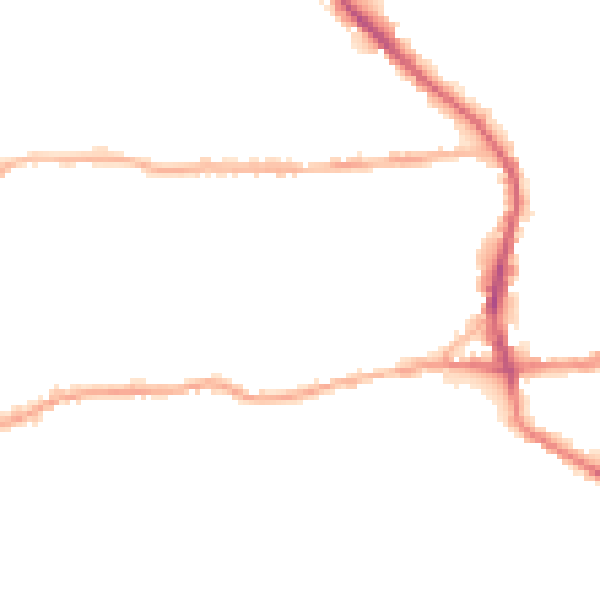 Night-time road noise heatmap for BD19 3BD